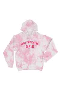 Adelaine Morin 'Girls Supporting Girl's Pastel Pink Tie Dye Hoodie